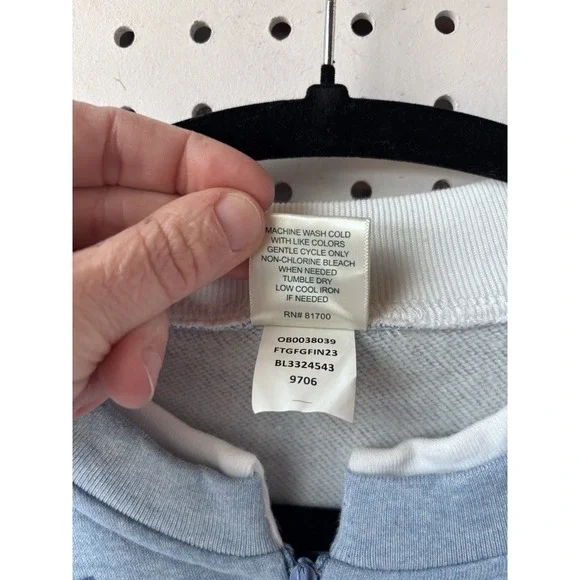 Blair 1/4 Zip Women's Lg Cotton Blend Fleece Sweatshirt Blue Geo Floral Print - Picture 4 of 6